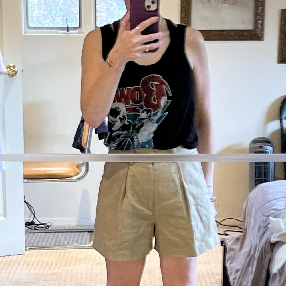 Polo Ralph Lauren Pleated Cotton Linen Blend Shorts.